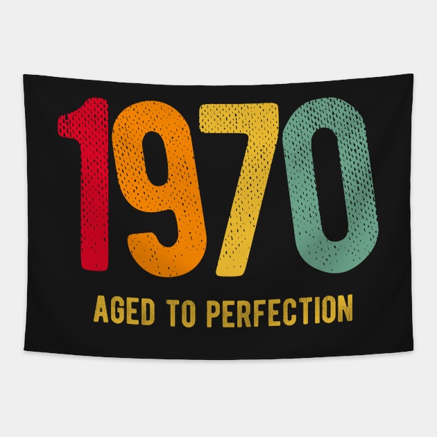 Retro Vintage 1970 aged to perfection birthday Tapestry by PlusAdore