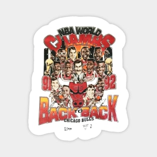 Vintage 1992 Chicago Bulls Championship Caricature Shirt Magnet