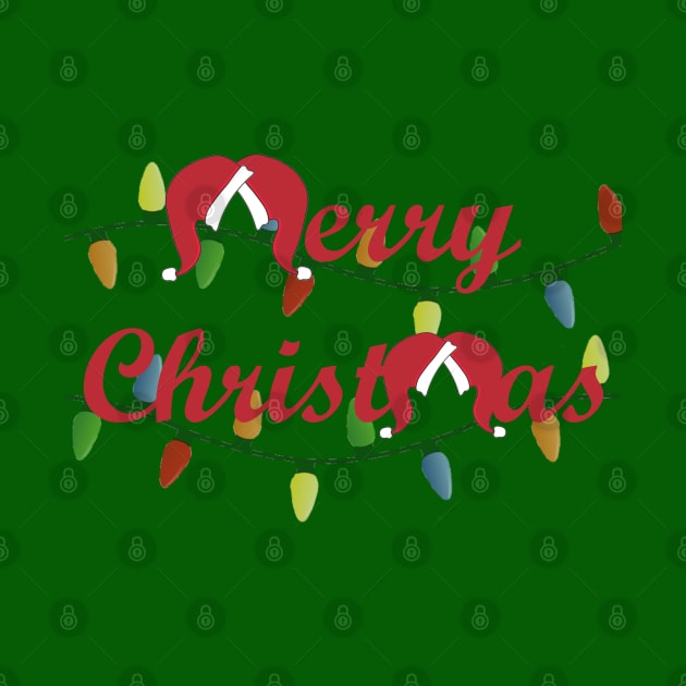 Classic Merry Christmas with Santa Hat M's - Red Font by Humerushumor