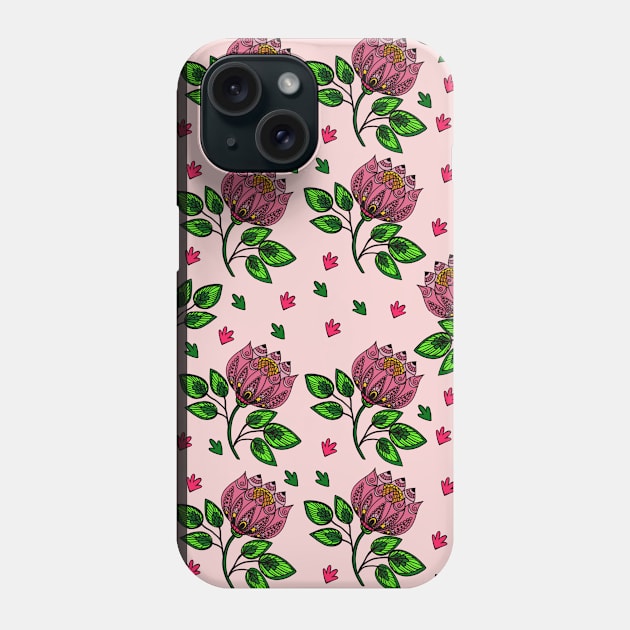 Graphic Tee Pink Lotus Flower Pattern Phone Case by nancyartwork