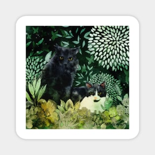 Desert Cat Brothers Negative Painting Green Background Magnet