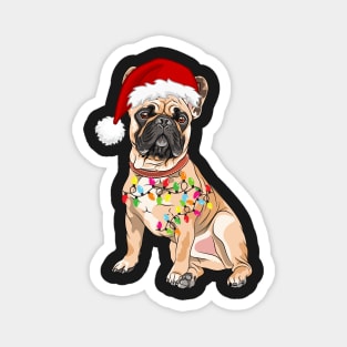 Bulldog Holiday Christmas Light - Funny Bulldog Lights Christmas in Santa Hat Holiday Santa Magnet