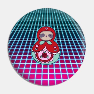 Vaporwave Russian Doll Sloth Pin