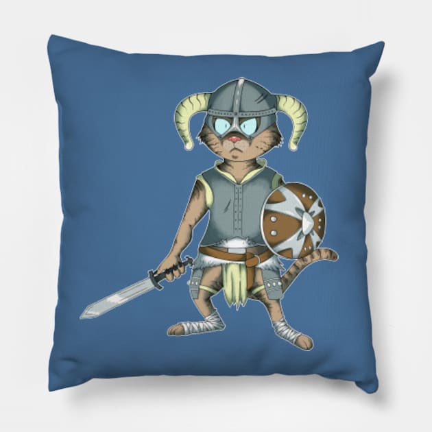 Littlest Khajiit Warrior Pillow by Skarmaiden