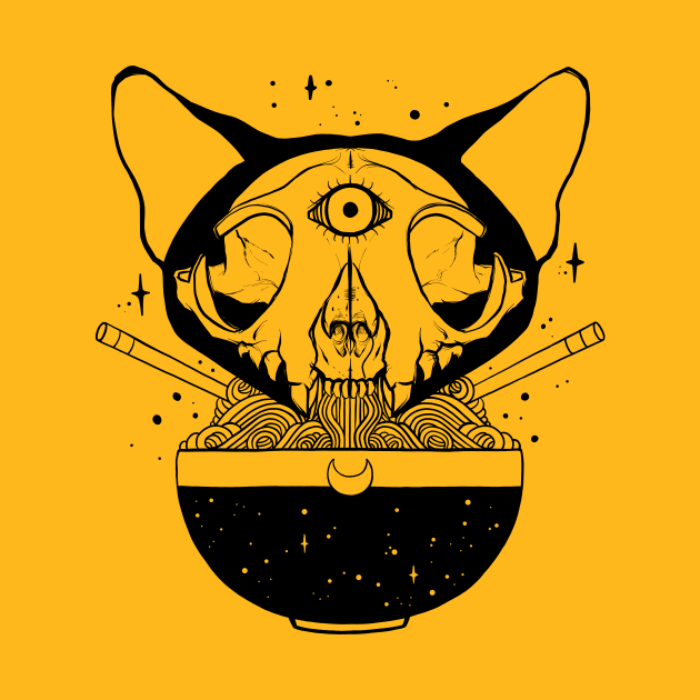 Cosmic Cat Skull Ramen Noodles by cellsdividing