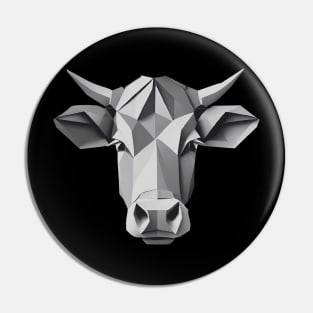 Cow head origami black and white Pin