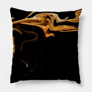 Liquid Flowing Gold  - Digital Liquid Paint Swirls Pillow