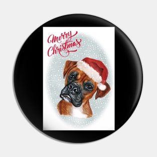 Boxer Dog Merry Christmas Santa Dog Pin