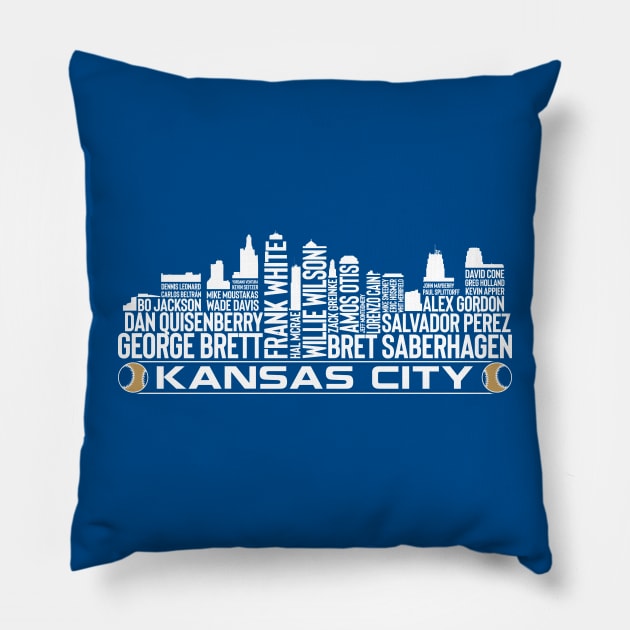 Kansas City Baseball Team All Time Legends, Kansas City Skyline Pillow by Legend Skyline