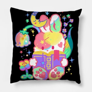 cute fluffy bubbly bookworm baby bunny girl Pillow