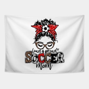 Loud And Proud Soccer Mom Messy Bun Leopard Tapestry