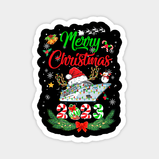 Merry Cruisemas 2023 Christmas Santa Reindeer Cruise Funny Magnet by James Green