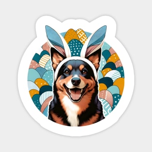 Australian Kelpie in Bunny Ears Enjoys Easter Fun Magnet