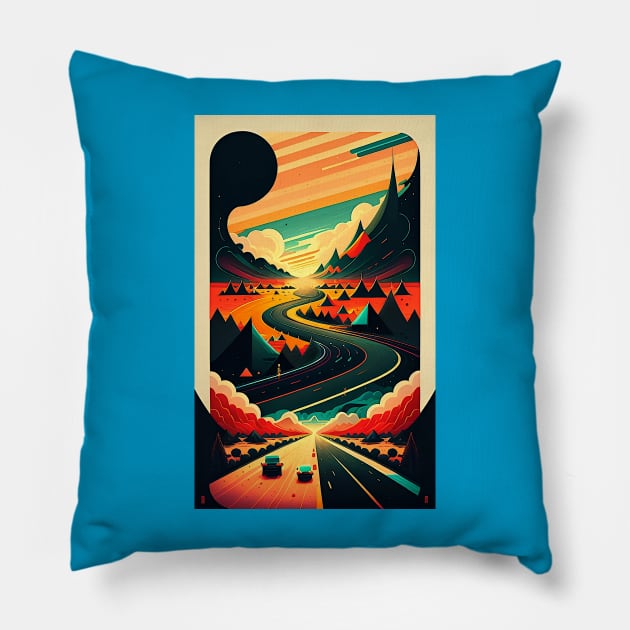 Drive the Open Road Pillow by ArtBeatsGallery