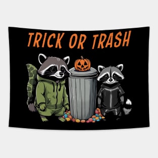 Halloween Raccoon Duo - Trick or Trash Tapestry