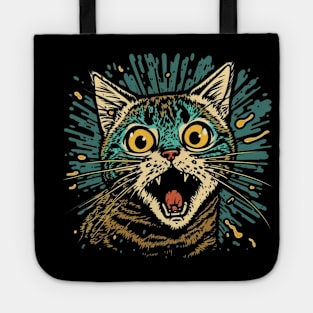 Funny Scared Cat Face, Cat Lover, Scaredy Cat Tote