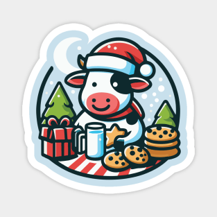 Christmas Cow with Milk and Cookies Magnet