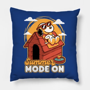 Beagle Summer Vacation - Dog and Bird Beach Pillow