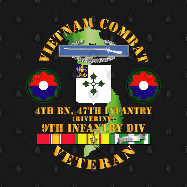 Discover Vietnam Combat Infantry Veteran w 4th Bn 47th Inf (Riverine) - 9th ID SSI - War - T-Shirt