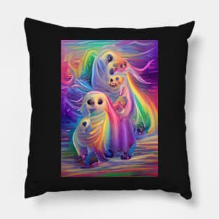 HAPPY RAINBOW GHOSTS ON HALLOWEEN Pillow