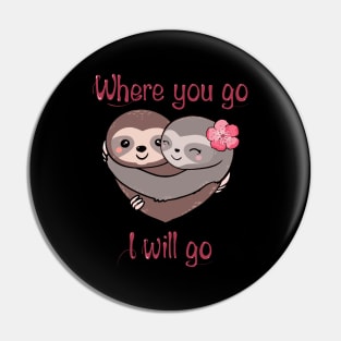 Sloth lover heart and hug Pin