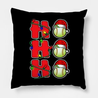 Ho Ho Ho Santa Hat Softball Ball Christmas Funny Men Women Pillow