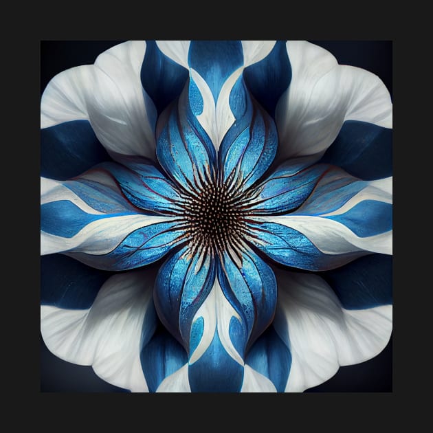 psychedelic flower, blue and white 03 by heartyARTworks