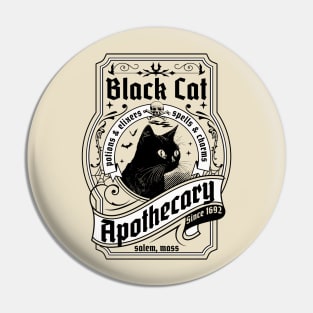 Black Cat Apothecary - Salem 1692 Retro Vintage Halloween Pin