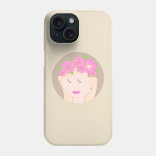 Girl With Pink Flowers In Hair Digital Art | Melanie Jensen Illustrations Phone Case