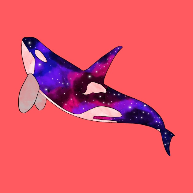 Orca with galaxy in watercolor by AnabellaCor94