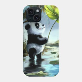 Panda with Leaf Umbrella Phone Case