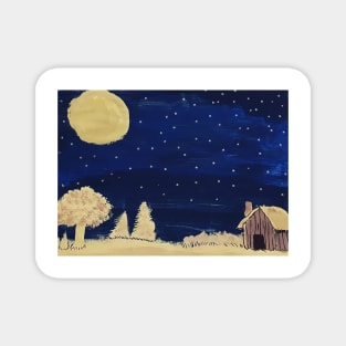 Night Sky Watercolour Painting Magnet