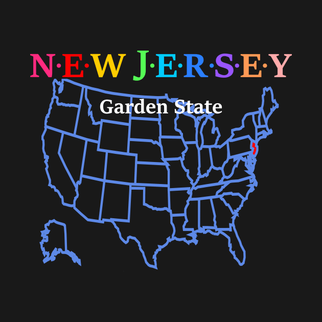 New Jersey, USA. Garden State. With Map. by Koolstudio