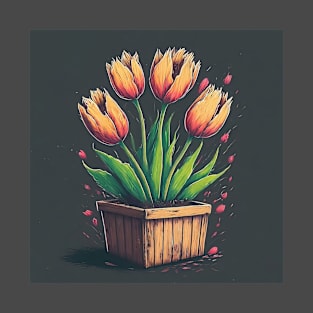 Tulips in a wood Pot T-Shirt