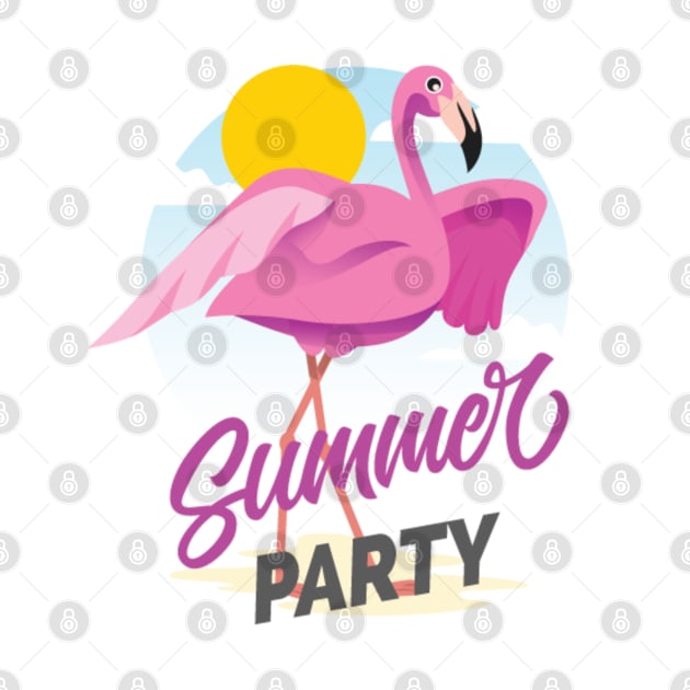 Summer sun pink flamingo by hcreativeart