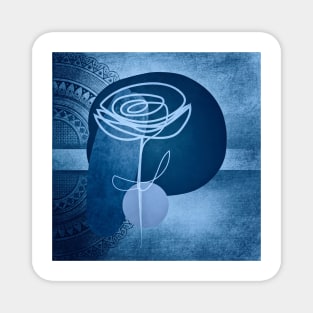 Modern Design Rose In Blue Magnet