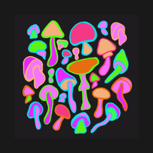 Rainbow Mushroom Pattern T-Shirt