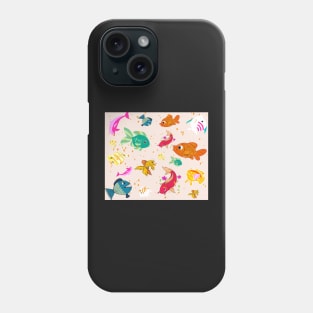 colorful fish illustration print Phone Case