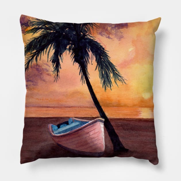 Sunset in the Tropics Pillow by MMcBuck