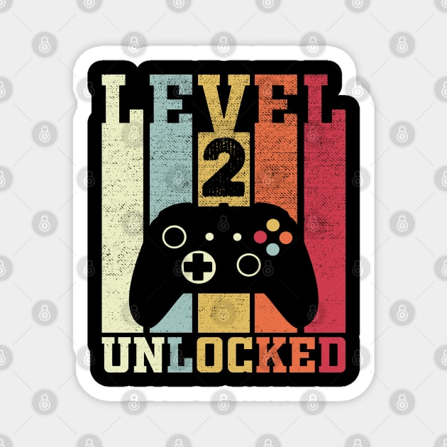 Level 2 Unlocked Funny Video Gamer 2nd Birthday Gift Magnet by DragonTees