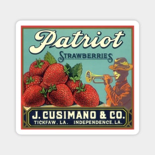 Vintage Patriot Strawberries Fruit Crate Label Magnet