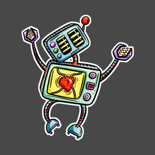 Jumping Cartoon Robot T-Shirt