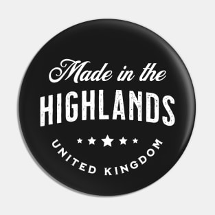 Made In The Highlands, UK - Vintage Logo Text Design Pin