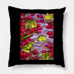 Frogs and Cranberries Pillow