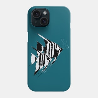 Angelfish. Fish blowing bubbles. Monochrome Phone Case