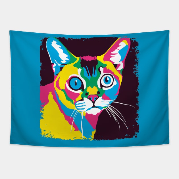 Singapura Cat Pop Art - Cat Lover Gift Tapestry by PawPopArt