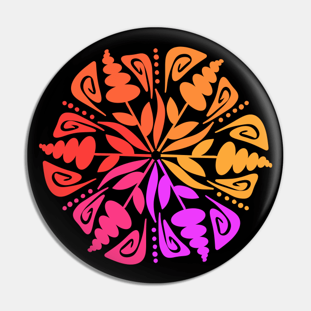 Warm Colors Flower Mandala Pin by Slightly Unhinged