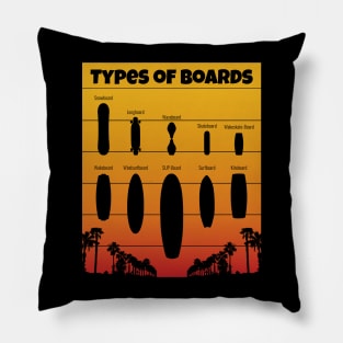 Skateboard Surf SUP-Board Snowboard & Boards Collection Pillow