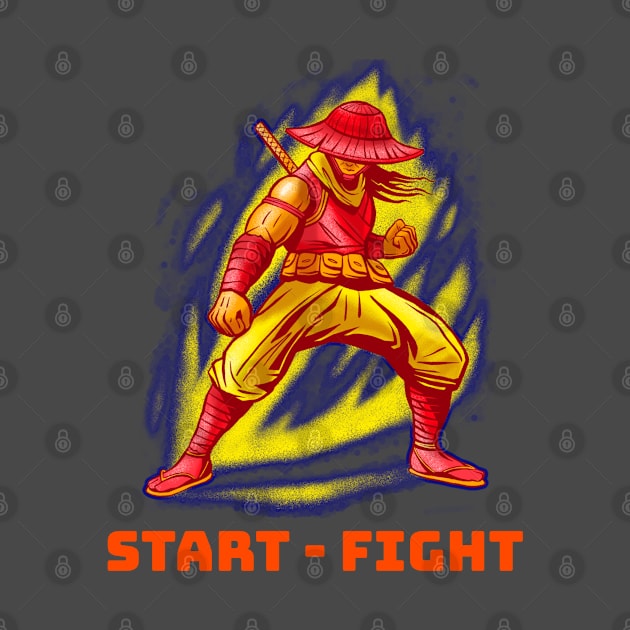 Start Fight Martial Arts Warrior T-shirts Apparel Mug Notebook Gift Sticker by Eemwal Design