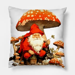 Santa: Santa is a Mushroom (Amanita Muscaria Mushroom) on a light (Knocked Out) background Pillow